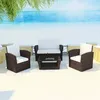 Image de Vidaxl Salon De Jardin 4 Pcs Avec Coussins RÃ©sine TressÃ©e Marron