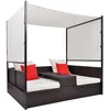 Image de Vidaxl Lit De Jardin Avec Auvent Marron 190x130 Cm RÃ©sine TressÃ©e