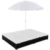 Image de Vidaxl Chaise Longue D'extÃ£Â©Rieur Avec Parasol RÃ£Â©Sine TressÃ£Â©E Noir