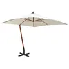Image de vidaXL Parasol 300 x 300 cm Poteau en bois Blanc