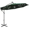 Image de vidaXL Parasol avec Ã©clairage LED 300 cm Poteau en mÃ©tal Vert