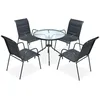 Image de vidaXL Mobilier de salle Ã  manger d'extÃ©rieur 5 pcs Acier Noir