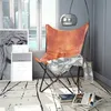 Image de vidaXL Chaise papillon Marron Cuir vÃ©ritable