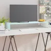 Image de vidaXL Meuble TV / pour moniteur 90 x 30 x 13 cm Verre Blanc