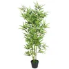 Image de Plante Artificielle en Bambou avec Feuillage RÃ©sistant aux UV & Pot en Ciment 120 cm Verte