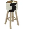 Image de vidaXL Tabouret de bar Cuir vÃ©ritable et bois de teck solide