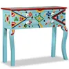 Image de vidaXL Table console Bois de manguier massif Bleu peint Ã  la main