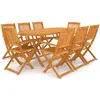 Image de Lot De 9 Salon Jardin Table Ovale Pliable Marron Bois Massif Acacia
