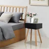 Image de Table De Chevet 2 Pcs Bois De Pin Massif 40 X 30 X 61 Cm Noir