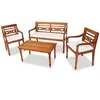 Image de Ensemble De Salon ExtÃ©rieur 4 PiÃ¨ces Bois Teck Solide Et Coussins RÃ©sistants Aux IntempÃ©ries