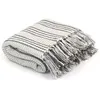Image de Vidaxl Couverture Coton Ã  Rayures 160 X 210 Cm Gris Et Blanc
