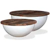 Image de Table Basse 2 Pcs Bois De RÃ©cupÃ©ration Massif Blanc Forme Bol