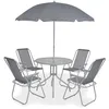 Image de vidaXL Ensemble Ã  manger d'extÃ©rieur 6 pcs Acier et textilÃ¨ne Gris