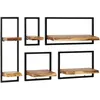 Image de Lot 5 ÃtagÃ¨res Murales Bois Massif Acacia Acier Moderne 6 Tablettes