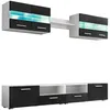 Image de Ensemble mural pour TV 5 pcs avec lumiÃ¨res LED Noir brillant - vidaXL