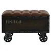 Image de Poufs VidaXL  Pouf  Banc de rangement Bois massif et similicuir Marron P31599610