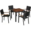 Image de vidaXL Ensemble Ã  manger d'extÃ©rieur 5 pcs Rotin et bois d'acacia Noir