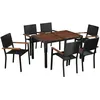 Image de Vidaxl Mobilier D'extÃ©rieur 7 Pcs RÃ©sine TressÃ©e Et Bois D'acacia Noir