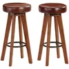 Image de Chaises De Bar 2 Pcs Cuir VÃ©ritable Et Bois D'acacia Solide - Vidaxl