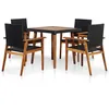 Image de Vidaxl Mobilier Ã DÃ®ner De Jardin 5 Pcs RÃ©sine TressÃ©e Noir Et Marron
