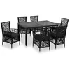 Image de Vidaxl Mobilier Ã D?Ner D'extÃ©rieur 7 Pcs RÃ©sine TressÃ©e Noir