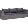 Image de Meuble De Jardin 3 Pcs Avec Coussins Gris RÃ©sine TressÃ©e