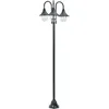 Image de Lampadaire De Jardin E27 220cm Aluminium 3 Lanternes Vert FoncÃ©