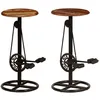 Image de Tabourets De Bar 2 PiÃ¨ces Pour Salle Ã Manger Cuisine Bois RecyclÃ© Massif