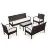 Image de Salon De Jardin 5 Pcs Avec Coussins RÃ©sine TressÃ©e Marron