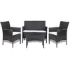 Image de Vidaxl Salon De Jardin 4 Pcs Avec Coussins RÃ©sine TressÃ©e Noir