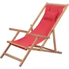 Image de Vidaxl Chaise Pliable De Plage Tissu Et Cadre En Bois Rouge