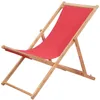 Image de Chaise Pliable De Plage Tissu Et Cadre En Bois Rouge