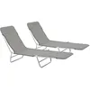 Image de Chaises Longues Pliables 2 Pcs Acier Et Tissu Gris Vidaxl Vidaxl