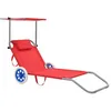 Image de Vidaxl Chaise Longue Pliable Avec Auvent Et Roues Acier Rouge