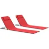 Image de Lot De 2 Tapis Plage Pliants Acier Rouge Avec Repose-TÃªte Poche Rangement