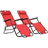 Image de Chaises Longues Pliables 2 Pcs Avec Repose-Pied Acier Rouge Vidaxl Vidaxl