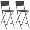 Image de vidaXL Chaise de bar pliable 2pcs PEHD et acier Marron Aspect de rotin