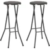 Image de vidaXL Tabouret de bar pliable 2 pcs PEHD et acier Marron Aspect rotin