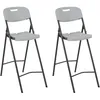 Image de Chaises De Bar Pliables 2 Pcs Pehd Et Acier Blanc