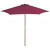 Image de Vidaxl Parasol D'extÃ©rieur Avec MÃ¢t En Bois 270 Cm Rouge Bordeaux