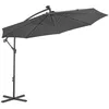 Image de vidaXL Parasol en porte-Ã -faux LED et mÃ¢t en acier 300cm Anthracite