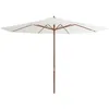 Image de Vidaxl Parasol Avec MÃ¢t En Bois 350 Cm Blanc Sable