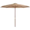 Image de Vidaxl Parasol Avec Mat En Bois 350 Cm Taupe