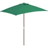 Image de Vidaxl Parasol Avec MÃ¢t En Bois 150 X 200 Cm Vert