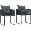 Image de Vidaxl Chaises D'extÃ©rieur 2 Pcs Avec Oreillers RÃ©sine TressÃ©e Noir