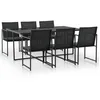Image de Vidaxl Mobilier Ã DÃ®ner De Jardin 7pcs Et Coussins RÃ©sine TressÃ©e Noir