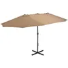 Image de Vidaxl Parasol D'extÃ©rieur Et Poteau En Aluminium 460 X 270 Cm Taupe