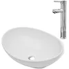 Image de Lavabo de salle de bain avec mitigeur CÃ©ramique Ovale Blanc