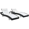 Image de Vidaxl Chaises Longues 2 Pcs Et Table RÃ©sine TressÃ©e Et TextilÃ¨ne Noir
