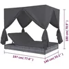 Image de Chaise Longue D'extÃ©rieur Avec Rideaux RÃ©sine TressÃ©e Gris